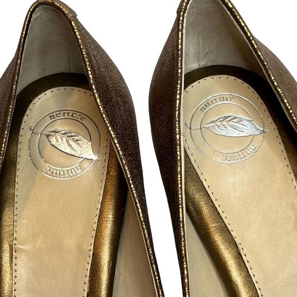 Nurture metallic bronze/ copper peep toe studded bow heels size 8 - Picture 6 of 16